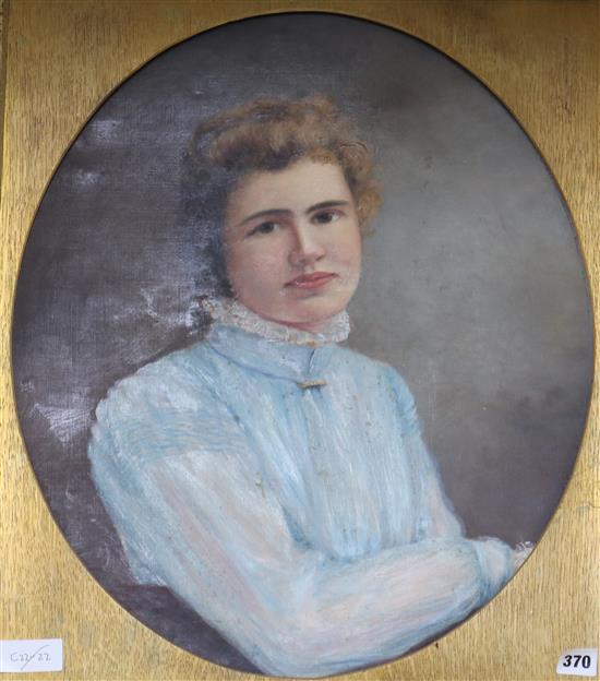 A.Andrews 1908. oil on canvas, Portrait of a young lady, inscribed verso, 56 x 46cm.